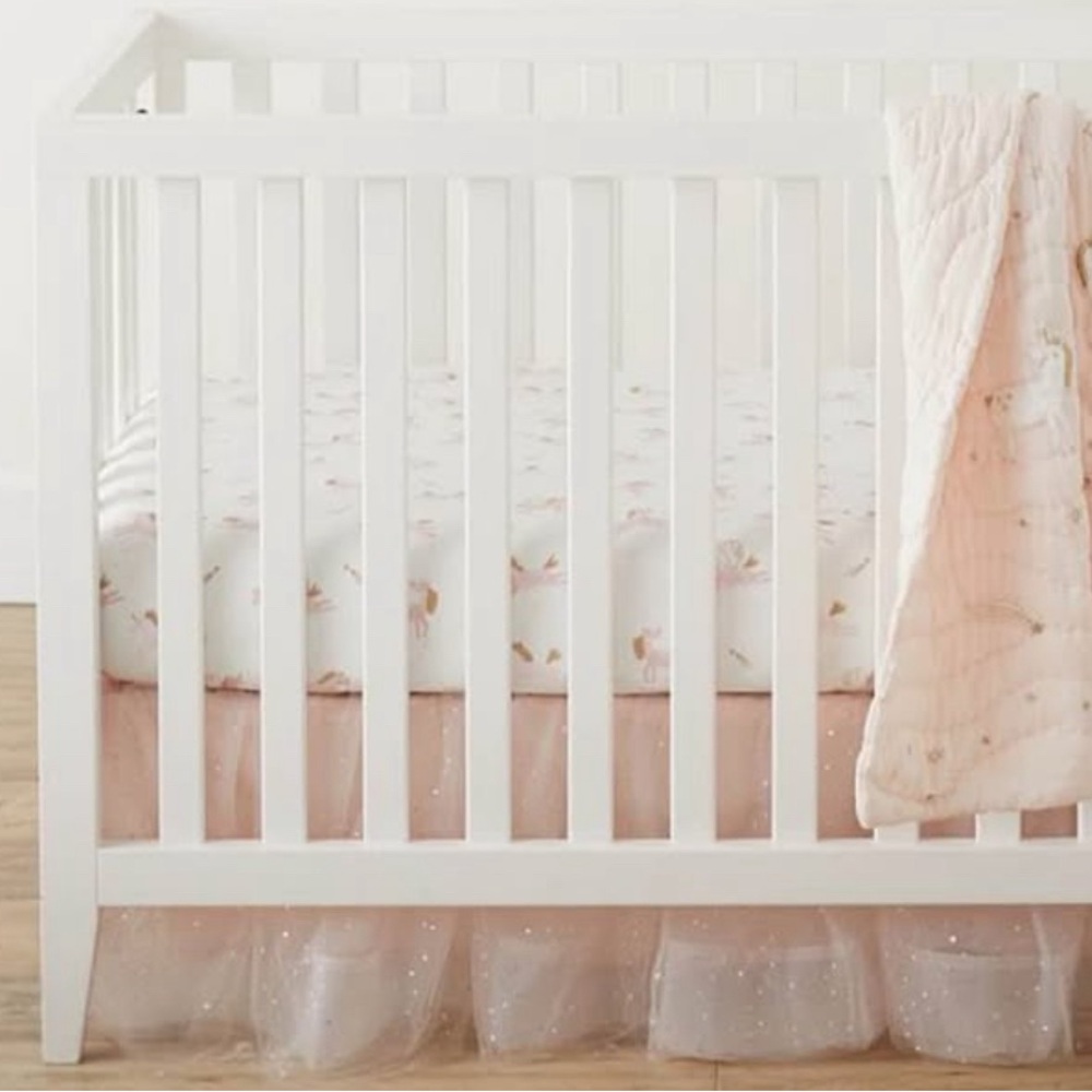 Pottery Barn Kids Blush Pink shimmer Crib skirt